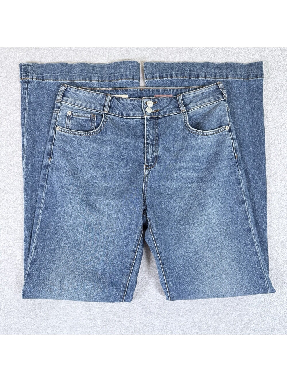 Pilcro Flare Jeans Womens Size 31 Medium Wash High Rise Anthropologie Boho Denim